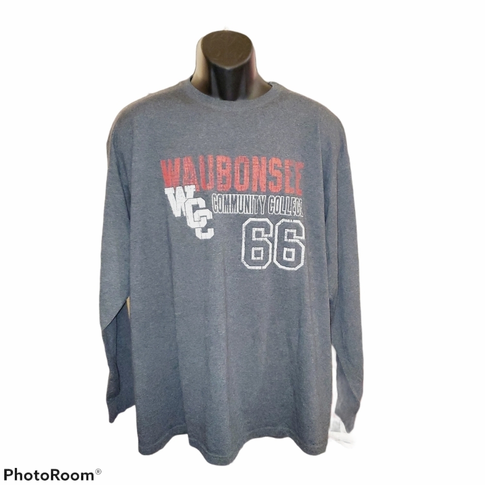 Russell 2XL Waubonsee Community College Long Sleeve Tee Grey 384